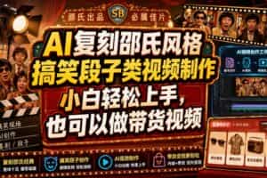AI复刻邵氏风格搞笑段子类视频制作，小白轻松上手，也可以做带货视频