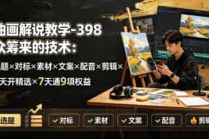 （19587期）油画解说教学-398众筹来的技术-刯新：选题×对标×素材×文案×配音×剪辑×2天开精选×7天通9项权益