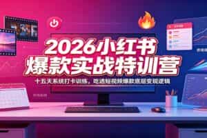 2026小红书爆款实战特训营：十五天系统打卡训练，吃透短视频爆款底层变现逻辑
