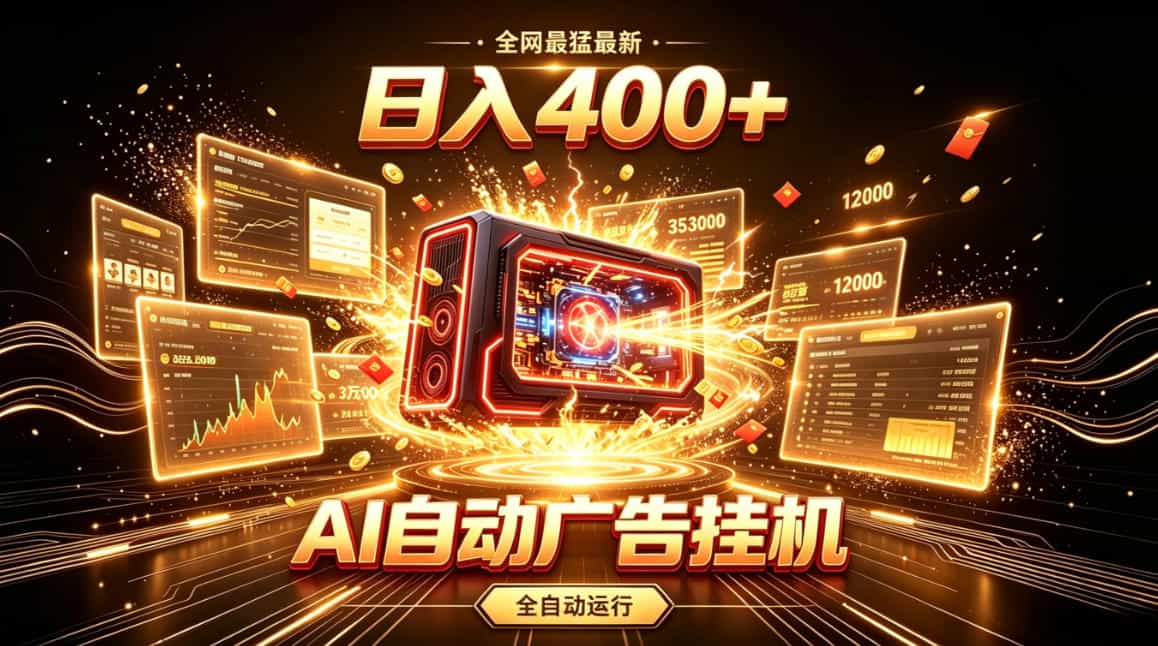 全网最猛最新的AI自动广告挂G，狠收益日入400+，真正做到躺賺式变现【揭秘】