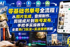 零基础书单号全流程｜从图片生成、音频制作、剪辑成片到账号发布，手把手实操教学，全套热门玩法+实战案例拆解