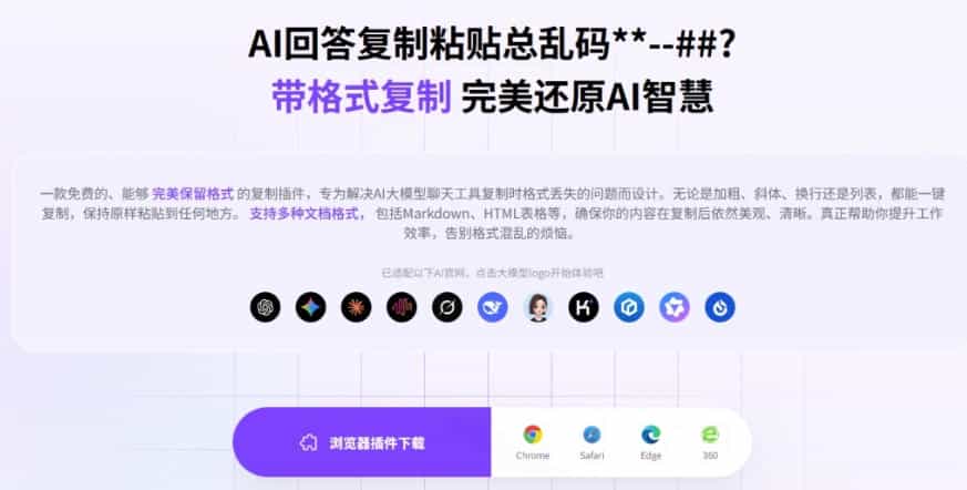 你的AI回答内容复制格式总乱码？完美一键保留原格式复制，办公宝藏浏览器插件Copy With Format