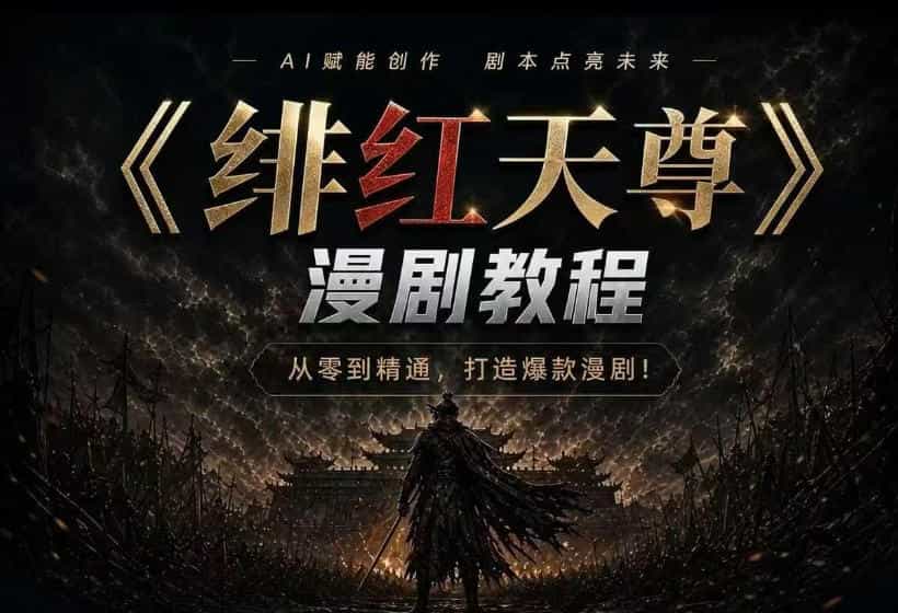 绯红天尊AI漫剧系统教程｜从零入门到精通，工具运用+剧本创作+爆款逻辑+提示词素材+镜头剪辑，全套爆款漫剧落地实战课