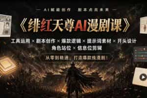 （19597期）绯红天尊AI漫剧课｜工具运用×剧本创作×爆款逻辑×提示词素材×开头设计×角色站位×信息位剪辑
