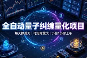 全自动量子纠缠量化项目，每天挣美刀，可矩阵放大，小白1小时上手【揭秘】