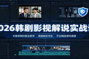 2026韩剧影视解说实战课：文案剪辑封面全教学，规避版权冲击平台精选签约通道