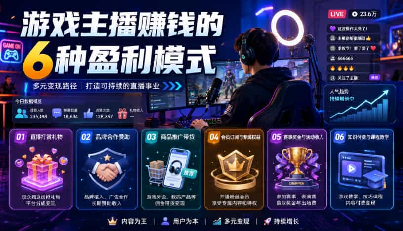 付费文章：游戏主播賺钱的6种盈利模式