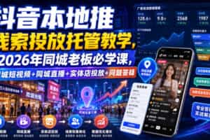 抖音本地推线索投放托管教学，2026年同城老板必学课，同城短视频+同城直播+实体店投放+问题答疑