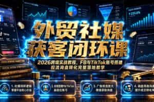 （19611期）外贸社媒获客闭环课｜2026跨境实战教程，FB与TikTok账号搭建投流询盘转化完整落地教学