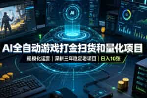 AI全自动游戏打金扫货和量化项目，规模化运营日入10张，深耕三年稳定老项目！【揭秘】