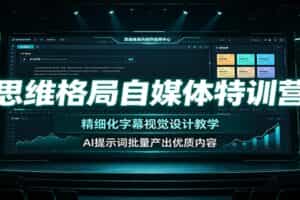 思维格局自媒体特训营：精细化字幕视觉设计教学，AI提示词批量产出优质内容