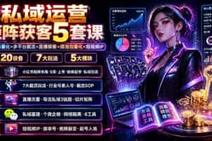 （19617期）私域运营矩阵获客5套课：小红书量化×多平台截流×直播获客×绿泡泡量化×短视频IP×20设备×7大玩法