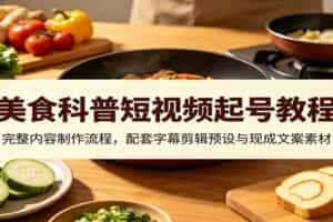 美食科普短视频起号教程：完整内容制作流程，配套字幕剪辑预设与现成文案素材