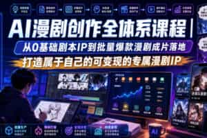 AI漫剧创作全体系课程｜从0基础剧本IP到批量爆款漫剧成片落地，打造属于自己的可变现的专属漫剧IP