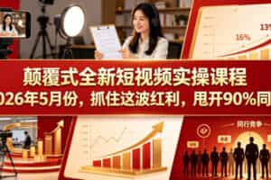 颠覆式全新短视频实操课程，抓住这波红利，甩开90%同行（更新2026年7月份）