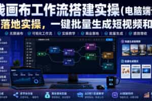 无线画布工作流搭建实操（电脑端课程），商业落地实操，一键批量生成短视频和图文