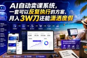AI自动卖课系统，一套可以反复执行的方案，月入3W刀还能潇洒度假【原创双语字幕】