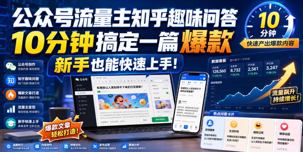 公众号流量主知乎趣味问答，10分钟搞定一篇爆款，新手也能快速上手！