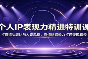 个人IP表现力精进特训课：打磨镜头表达与人设风格，靠情绪感染力打通变现路径