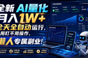 （19684期）全新AI量化月入1W+，全天全自动运行，不用盯不用操作，懒人专属副业！