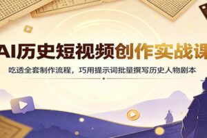 AI历史短视频创作实战课：吃透全套制作流程，巧用提示词批量撰写历史人物剧本