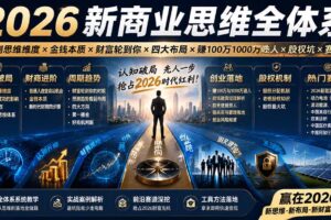 （19696期）2026新商业思维全体系：自测思维维度×金钱本质×财富轮到你×四大布局×赚100万1000万选人×股权坑×赛道