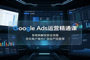 Google Ads运营精通课：系统拆解投放全流程，优化账户提升广告投产回报率