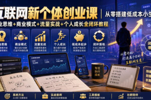 互联网新个体创业课｜从零搭建低成本小生意，商业思维+商业模式+流量实战+个人成长全闭环教程