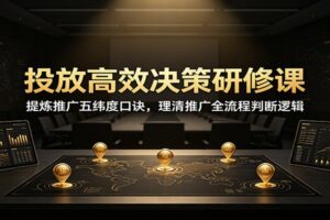 投放高效决策研修课：提炼推广五纬度口诀，理清推广全流程判断逻辑