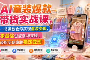 AI童装爆款带货实战课，一节课教会你实现童装变现，零基础也能落地实操