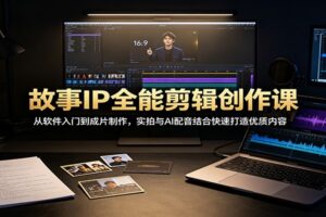 故事IP全能剪辑创作课：从软件入门到成片制作，实拍与AI配音结合快速打造优质内容
