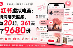 小红书虚拟电商：靠树洞聊天服务，一单20起，361天卖了9680份