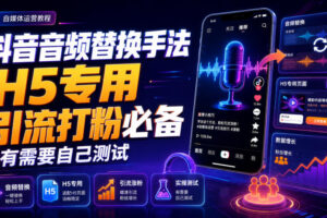 抖音音频替换手法H5专用，引流打粉必备，有需要自己测试