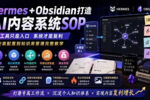 （19861期）Hermes+Obsidian打造AI内容系统SOP；工具只是入口系统才是复利，从安装配置到知识库管理完整教学