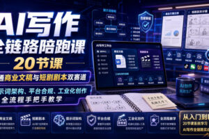 AI写作全链路陪跑课|20节课打通商业文稿与短剧剧本双赛道,提示词架构、平台合规、工业化创作全流程手把手教学
