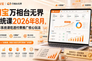 淘宝万相台无界系统课2026年8月，15节系统课吃透付费推广核心玩法