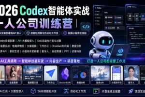 （19876期）2026Codex智能体实战｜一人公司训练营｜从安装部署到API接入｜技能包封装与自动化工作流｜视频小程序全流程