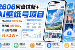 2606网盘拉新+AI壁纸号项目，用AI绘画原创壁纸，賺网盘拉新收益，手机即可操作，月入1W+