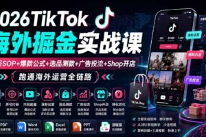 （19973期）2026TikTok海外掘金实战课——养号SOP+爆款公式+选品测款+广告投流+Shop开店，跑通海外运营全链路