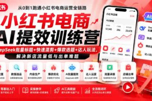 （19949期）小红书电商AI提效训练营—DeepSeek批量标题+快速混剪+爆款选题+达人玩法，解决新店流量低与出单难题