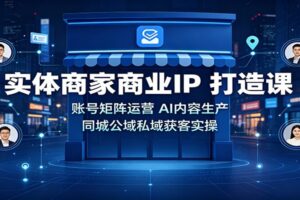 实体商家商业IP打造课：账号矩阵运营，AI内容生产，同城公域私域获客实操