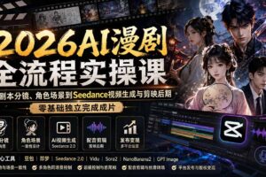 （20042期）2026AI漫剧全流程实操课：从剧本分镜、角色场景到Seedance视频生成与剪映后期，零基础独立完成成片