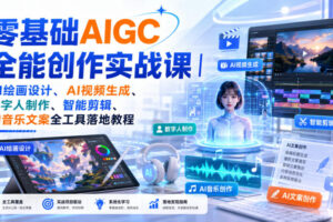 零基础AIGC全能创作实战课｜AI绘画设计、AI视频生成、数字人制作、智能剪辑、AI音乐文案全工具落地教程