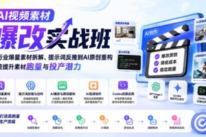 （20110期）AI视频素材爆改实战班-更新8月：从行业爆量素材拆解、提示词反推到AI原创重构，系统提升素材跑量与投产潜力