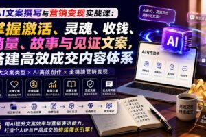 (20126期)AI文案撰写与营销变现实战课:掌握激活、灵魂、收钱、销量、故事与见证文案,搭建高效成交内容体系