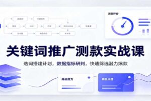 关键词推广测款实战课：选词搭建计划，数据指标研判，快速筛选潜力爆款