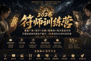 （20179期）符师训练营-35天成为AI时代创作者，广告+短片+漫剧+智能体四大实战方向，掌握从创意到上线的完整工作流