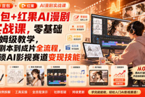 豆包+红果AI漫剧实战课，零基础保姆级教学，从剧本到成片全流程，解锁AI影视赛道变现技能