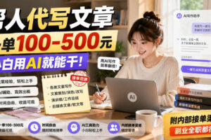 帮人代写文章，一单100-500，小白用AI就能干，附内部接单渠道，副业全职都行【揭秘】