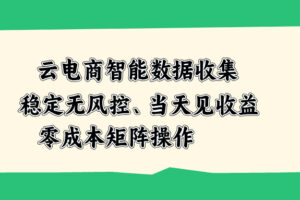 （20197期）云电商智能数据收集，稳定无风控，当天见收益，零成本矩阵操作
